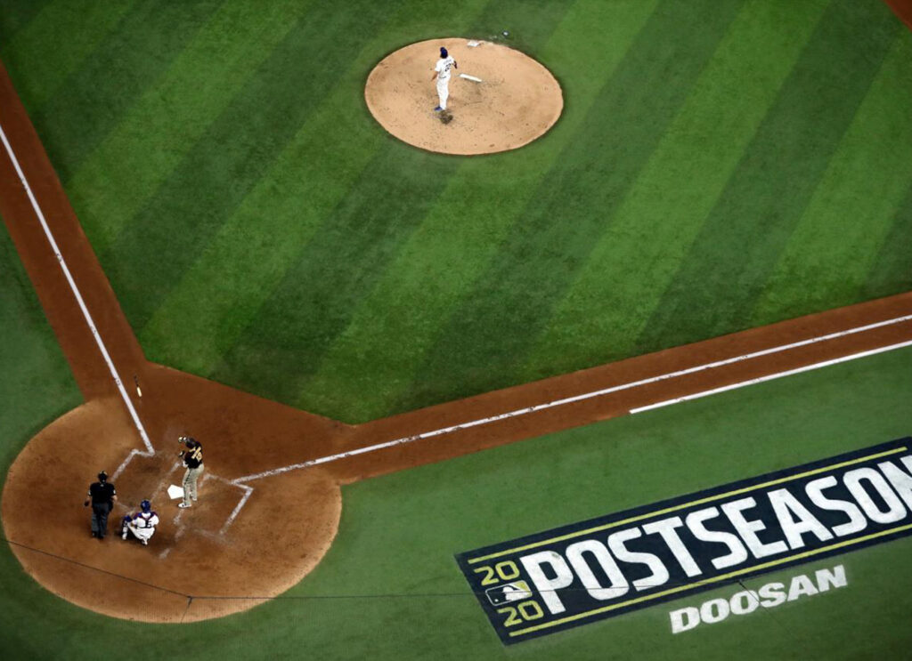 Baseball field with Doosan logo
